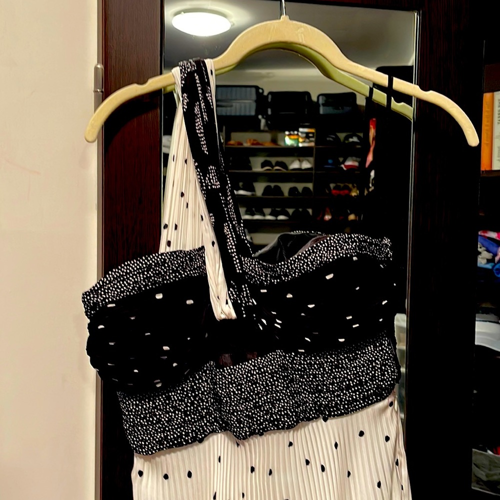 ALC black and white one shoulder dress